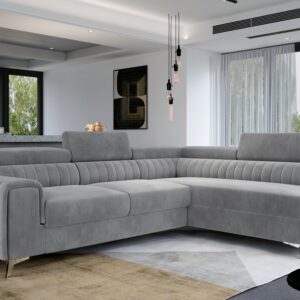 LAURENCE CORNER SOFAEBED PLUSH VELVET - GREY - GHM