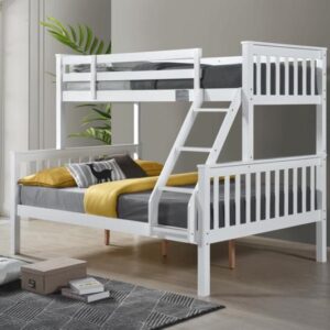 Modern Twin Over Full Bunk Bed – White Finish