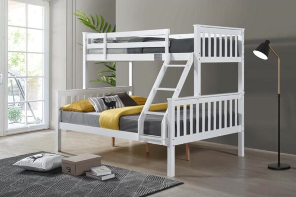 Modern Twin Over Full Bunk Bed – White Finish
