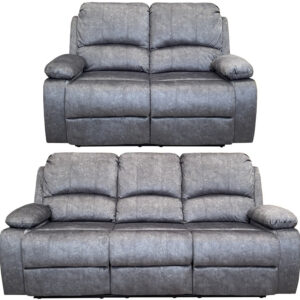 VALENCIA 3+2 RECLINER FABRIC SOFA – GREY - GHM