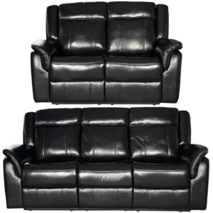 ALEX GENUINE LEATHER 3+2 SEAT RECLINER SOFA SET  - GHM– Black