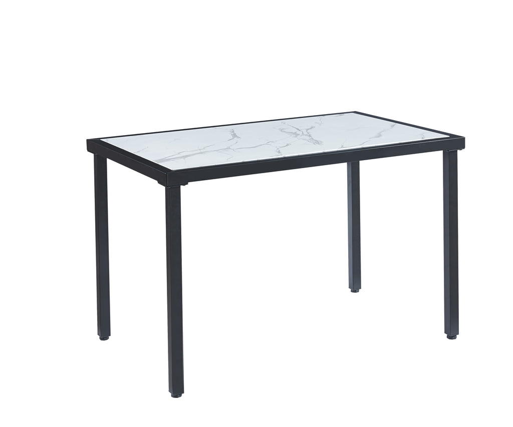 OVAL MDF HIGH GLOSS MARBLE DINING TABLE - 7S - Image 2