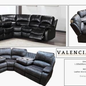 VALENCIA Corner Sofa – Leather Aire & Fabric (Grey)