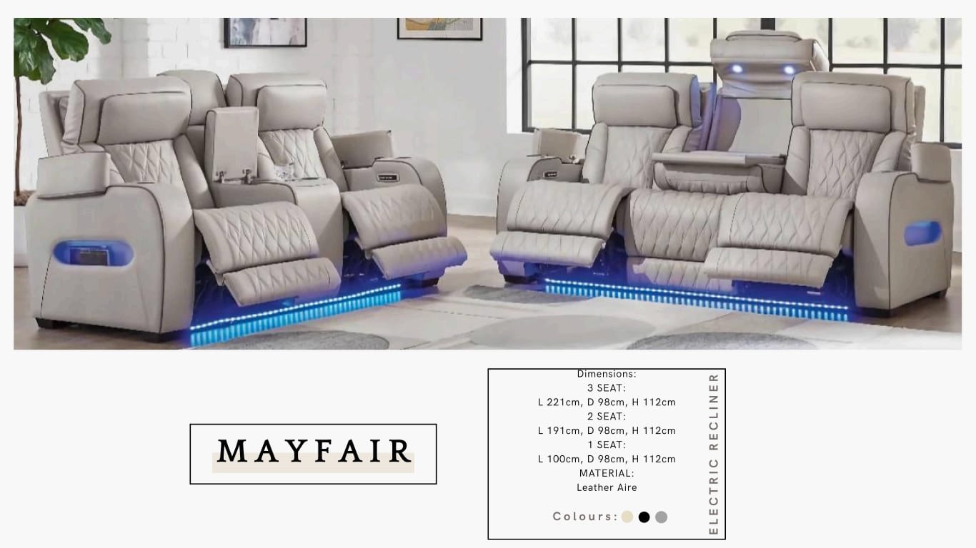 MAYFAIR Electric Recliner Sofa – Leather Aire Collection
