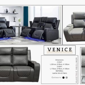 VENICE Electric Recliner Sofa – Leather Aire & Fabric