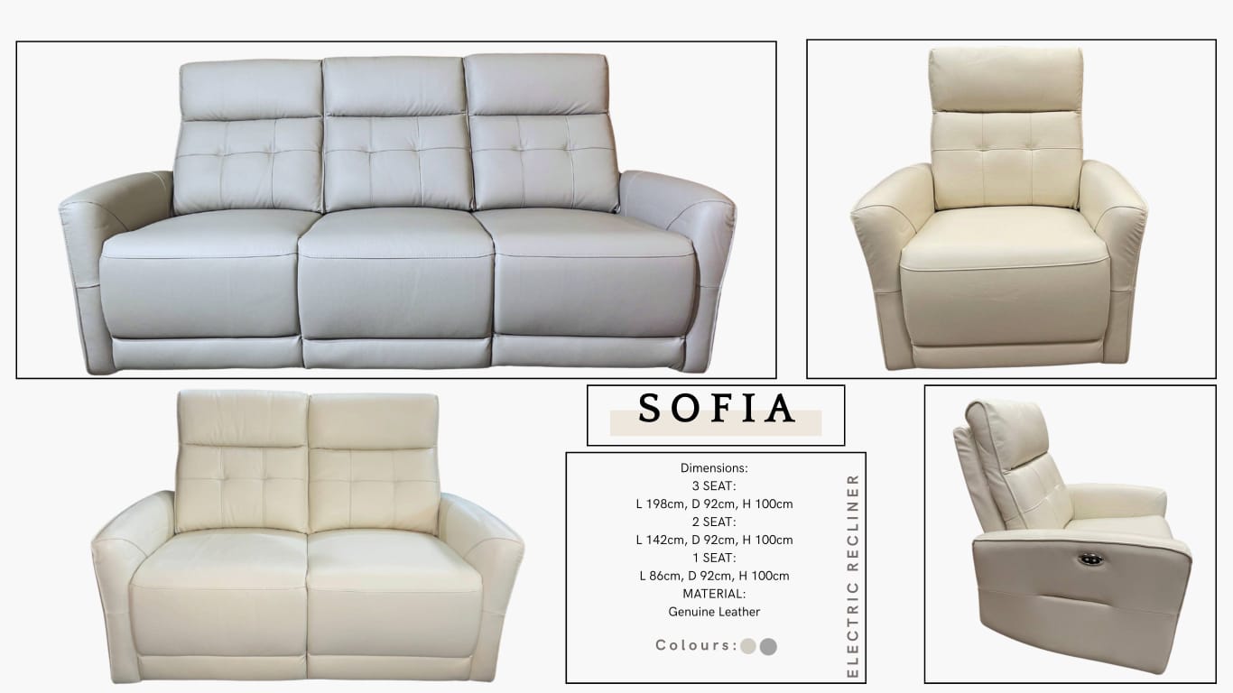SOFIA Electric Recliner Sofa – Genuine Leather Collection