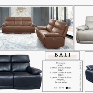 BALI Recliner Sofa – Genuine Leather (Electric / Manual Options)