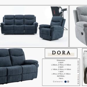 DORA Manual Recliner Sofa – Fabric Collection