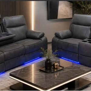 LEON Recliner Sofa Collection – Fabric (Electric / Manual Options with LED, Speaker & Console)-GHM