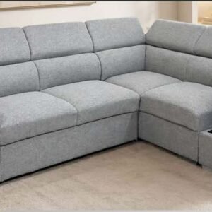 ROSE L-Shape Sofa Bed with Storage & Footstools – Grey Fabric (Right Hand / Left Hand Option)-GHM