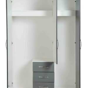 Three-Door Wardrobe with Three Spacious Drawers