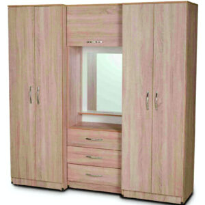5 Door Wardrobe with Mirror & 3 Drawers – Elegant Dressing Wardrobe