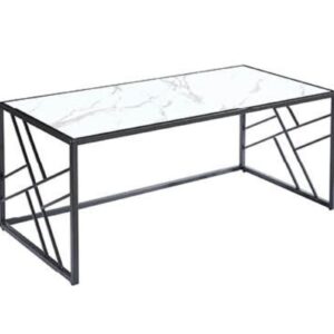Oval Coffee Table – White with Black Legs