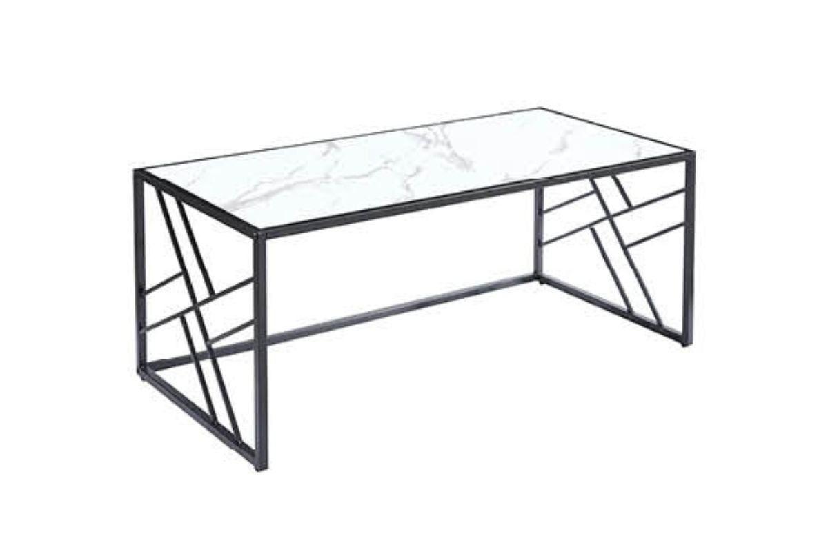 Oval Coffee Table – White with Black Legs