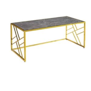 Oval Coffee Table – Grey with Golden Legs