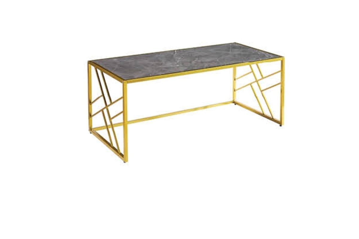 Oval Coffee Table – Grey with Golden Legs