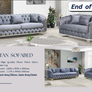 DASTAN Plush Velvet Sofabed with Chrome Legs | 2 & 3 Seater