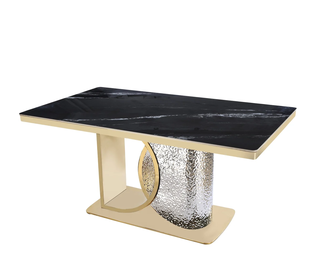 Louis Modern Hammered Design Dining Table, Sintered Stone Top , Black, Grey Or White-7s - Image 7