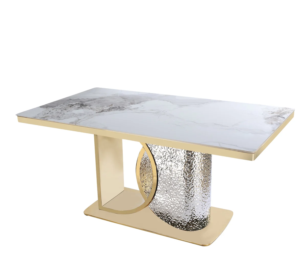 Louis Modern Hammered Design Dining Table, Sintered Stone Top , Black, Grey Or White-7s - Image 5