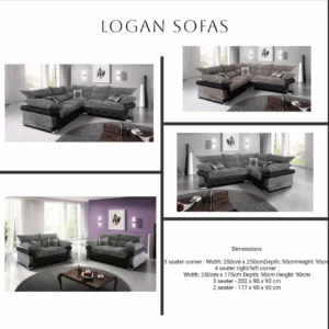 Logan Modern Fabric Sofa Collection – 5-Seater Corner, 4-Seater Corner, 3-Seater & 2-Seater
