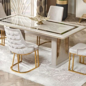Milano High Gloss Wood & Bronze Glass Dining Table- 7s