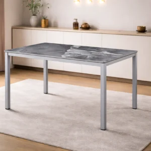 Amber Stone Top Dining Table In Black, Grey & White -7s