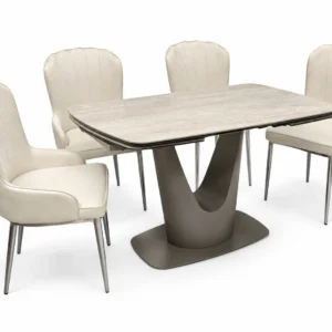 Tina Beige Sintered Stone Extendable Dining Table with Metal Legs-7s