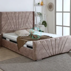Aviva Upholstered Bed Frame – Modern Velvet Design with Headboard & Footboard Panel-SD