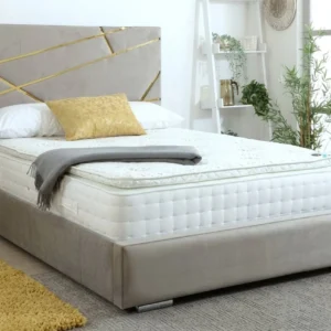 Jasper Luxury Bed Frame – Gold Panelled Headboard-S
