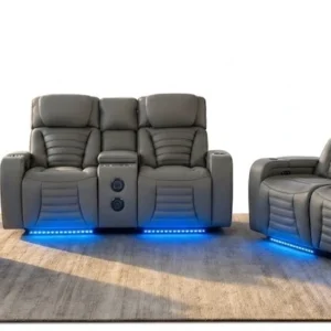 Hermes Electric Recliner Suite with LED Lights, Wireless Charging & Console Storage-GHM